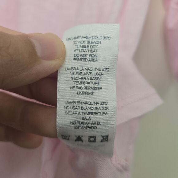 NEW Anthropologie Sundry 100% Pima Cotton Shirred Sleeve Tee Size 0 Light Pink - Picture 5 of 6